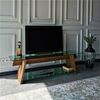 Dmora Fernsehschrank Amorosi, Ständer für Wohnzimmerfernseher, Niedriges Wohnzimmer-Sideboard, TV-Ständerbasis, 158x40h45 cm, Walnuss und Grün Bild 2