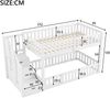 Etagenbett 90x200 cm Kinderbett mit Leiter, Stauraum, Sicherheitsgeländer, Massivholz, MDF, Weiß Bild 5