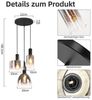Nettlife Pendelleuchte 3/4 rauchgrauem Glas E27 Fassung Industrielle Hängeleuchte, Höhenverstellbar, LED wechselbar, Pendellampe für Wohnzimmer Küche Esszimmer Bild 4
