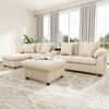 Merax Ecksofa mit Bluetooth-Lautsprecher & Medienkonsole, U-/L-Form Ecksofa, inkl. Hocker & Kissen, für 4–6 Personen, Cordstoff 1 Teile, Modulares Sofa mit Stauraum, Wireless Charging, USB & Getränkehaltern Bild 2