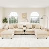 Merax Ecksofa mit Bluetooth-Lautsprecher & Medienkonsole, U-/L-Form Ecksofa, inkl. Hocker & Kissen, für 4–6 Personen, Cordstoff 1 Teile, Modulares Sofa mit Stauraum, Wireless Charging, USB & Getränkehaltern Bild 3