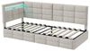 Gdood Polsterbett Daybett Jugendbett Tagesbett (1-tlg, 2 Schubladen, Geeignet für Jungen und Mädchen), Mit LED-Beleuchtung, Ladefunktion, Leinen, 90x200 cm Bild 4