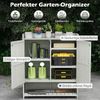 Pflanztisch mit Unterschrank & Arbeitsplatte & Abnehmbaren Regalen Gartenschrank Grau Bild 5