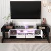 Stilvoller TV-Schrank, Lowboard. hochglänzendes Weiß, 145 cm, LED-Beleuchtung, Wohnzimmermöbel. modernes Design. elegante Glasoberfläche. Bild 4