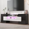 Stilvoller TV-Schrank, Lowboard. hochglänzendes Weiß, 145 cm, LED-Beleuchtung, Wohnzimmermöbel. modernes Design. elegante Glasoberfläche. Bild 3
