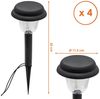 Spetebo LED Gartenleuchte Kunststoff Gehwegleuchte schwarz 4er Set mit Erdspieß kabelgebunden, 4er Set, LED fest integriert, warm weiss, Inklusive Netzstecker Bild 2