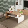 Dmora Bartolomea-Couchtisch, Wohnzimmer-Couchtisch, Couchtisch, niedriger Tisch, 100 x 50 x 43 cm, geknotete Eiche und glänzendes Weiß Bild 2