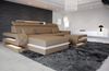 Couch Bologna L Form in Leder - Kunstleder - sandbeige-weiß - Links Bild 3