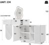 Merax Schminktisch Frisiertisch mit LED-Spiegel, 3-fach einstellbare Lichttemperatur – Frisiertisch mit Spiegel, 2 Schubladen und einem Schrank mit 4 Staufächern, für Schlafzimmer, Weiß, 160x40x132 cm Bild 4