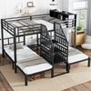 STILVORA Etagenbett 90/140x200 mit Staufach,Kinderbett Eisenbett mit Handläufen&Geländer (mit drei Schlafplätzen, Handlauf-Treppe & Stauraum oben, 90x200cm & 140x200cm), ohne Matratze Bild 3