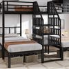 STILVORA Etagenbett 90/140x200 mit Staufach,Kinderbett Eisenbett mit Handläufen&Geländer (mit drei Schlafplätzen, Handlauf-Treppe & Stauraum oben, 90x200cm & 140x200cm), ohne Matratze Bild 5