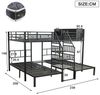 STILVORA Etagenbett 90/140x200 mit Staufach,Kinderbett Eisenbett mit Handläufen&Geländer (mit drei Schlafplätzen, Handlauf-Treppe & Stauraum oben, 90x200cm & 140x200cm), ohne Matratze Bild 4
