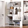 Merax Garderobenset, Komplett-Set Flurgarderobe mit Sitzbank, 4 Haken, Türen & Schubladen - Weiß Bild 5