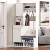 Merax Garderobenset, Komplett-Set Flurgarderobe mit Sitzbank, 4 Haken, Türen & Schubladen - Weiß Bild 3