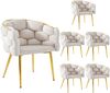 6 Samtstühle Set, 44x41x74 cm, Beige mit vergoldeten Beinen, Bubble Design Bild 2