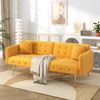 Sofabett 2-in-1 Samt,Zweisitzer mit verstellbarer Rückenlehne & Armlehnen, zum Gästebet,Gelb Bild 4