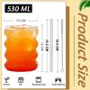 ALINK Plus Size Gerippte Trinkgläser 2er Set 530ml Glasstrohhalme Cocktail Bild 2