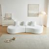 Ecksofa 277x103x68 cm, Sitzfläche 138x66 cm, Weiß, Samtstoff, modulare 3-Sitzer-Form Bild 2