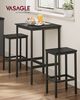 VASAGLE Bartisch mit Barhocker-Set, Esstisch mit 2 Stühlen, Küchentisch klein 60 x 60 x 90 cm, Barstühle je 30 x 40 x 65 cm, für Esszimmer, Küche, Industrie-Design, Ebenholzschwarz-Tintenschwarz Bild 2