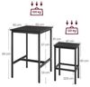 VASAGLE Bartisch mit Barhocker-Set, Esstisch mit 2 Stühlen, Küchentisch klein 60 x 60 x 90 cm, Barstühle je 30 x 40 x 65 cm, für Esszimmer, Küche, Industrie-Design, Ebenholzschwarz-Tintenschwarz Bild 3
