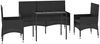 vidaXL 4-tlg. Garten-Lounge-Set mit Kissen Schwarz Poly Rattan 319506 Bild 3