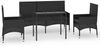 vidaXL 4-tlg. Garten-Lounge-Set mit Kissen Schwarz Poly Rattan 319506 Bild 2