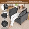 Merax Einzel-Sessel mit Armlehnen, Lesesessel, Relaxsessel, großer Lounge-Sessel mit weichem Rücken- und Armlehnenpolster, Chenille-Stoff, Grau Bild 5