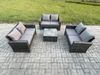 Fimous 6-Sitzer Rattan Gartenmöbel Sitzgruppe mit Quadratisch Couchtisch Doppelsitz-Sofa Bild 2