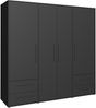 Drehtürenschrank >MOKKARIS< 4 Schübe, 4 Türen, in Schwarz - 205,9x200,1x58,8cm (BxHxT) Bild 4