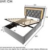 Polsterbett 90×200 cm mit LED, USB-C und hydraulischem Bettkasten, Grau, inkl. Matratze Bild 5