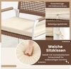 4-teiliges Gartenmöbel-Set PE-Rattan Zweisitzer & 2 Sessel mit weichen Sitzkissen Tisch mit Sicherheitsglas Beige Bild 4