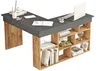 Vente-unique - LILEUL Büromöbel Holz, Platte GrauBeige - B 120 cm x H 72 cm x L 129 cm Bild 3