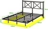 Bett 140x200 cm aus Metall mit LED, Ladestation und schwebender Optik, Kopfteil mit Ablage, ohne Matratze Bild 5