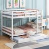 TavilaEcon Etagenbett Kinderbett, Jugendbett, Holzbett, Dreibett mit hoher Geländer, mit Ausziehbett und Treppe, 90x190cm & 140×200cm Bild 3