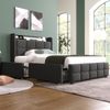 Polsterbett 90x200 cm mit LED, USB & 2 Schubladen – Einzelbett in Grau mit Matratze Bild 4