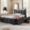 Polsterbett 90x200 cm mit LED, USB & 2 Schubladen – Einzelbett in Grau mit Matratze Bild 5