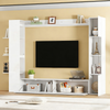 Merax Wohnwand, Vitrinen Türanschlag wechselbar,(Set, 4-St), Kompaktwohnwand mit viel Stauraum, TV-Schrank, Vitrine, Aufbewahrungsschrank, speziell für das Wohnzimmer, Weiß Bild 3