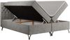 Boxspringbett mit Kopfteil und Topper, Polsterbett - GRIMALDI - 200 x 200 cm - Hellgrau Stoff - H4 Bild 4