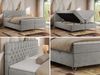 Boxspringbett mit Kopfteil und Topper, Polsterbett - GRIMALDI - 200 x 200 cm - Hellgrau Stoff - H4 Bild 3