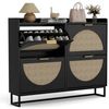 FiveWillowise Schuhschrank Schuhschrank Schmal, Schuhkipper mit Verstellbar, Holz Schuhregal mit 4 Klappen, 120 x 24 x 95.5 cm, Schwarz Bild 3