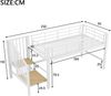 Halbhohes Hochbett mit Stauraumtreppe, Metall & MDF, 90x200 cm, Weiß, ohne Matratze Bild 3