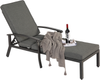 Lounge Patio Stuhl mit verstellbarer Rückenlehne, Aluminiumrahmen, Kreuzgewebe, dickem Baumwollkissen für Garten & Terrass,Grau Bild 4