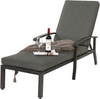 Lounge Patio Stuhl mit verstellbarer Rückenlehne, Aluminiumrahmen, Kreuzgewebe, dickem Baumwollkissen für Garten & Terrass,Grau Bild 5