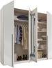 Drehtürenschrank >Cano< 5 Böden, 1 Stange, Spiegel / Weiß, Melamin - 228x213x62cm (BxHxT) Bild 2