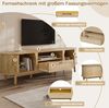 TV-Schrank 165 x 37 x 46 cm mit Schiebetür und Rattanschubladen – Wohnzimmerschrank in Natur aus MDF Bild 5