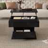Couchtisch, Particle Board mit 360° drehbarer Platte, 70x70x45 cm, Schwarz Bild 4
