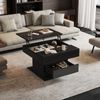 Couchtisch, Particle Board mit 360° drehbarer Platte, 70x70x45 cm, Schwarz Bild 3