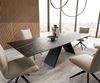 Esstisch Edge 200-300x100 Keramik Laminam®Noir Desir Braun V-Gestell Flachstahl Schwarz ausziehbar Bild 1
