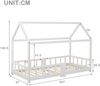 Kinderbett Hausbett 90 x 200 cmHolzbett für Kinderzimmer inkl. Tafel Lattenrosten Rausfallschutz, aus KiefernholzWeiß (ohne Matratze) Bild 2