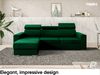 Meblini 'Voss' Schlafcouch mit Bettkasten, Samtstoff, 242 x 168 x 79 cm, Grün, Links Bild 2